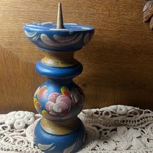 German Folk Art..., Handcrafted, Hand painted, Solid Wood, Candlestick Holder